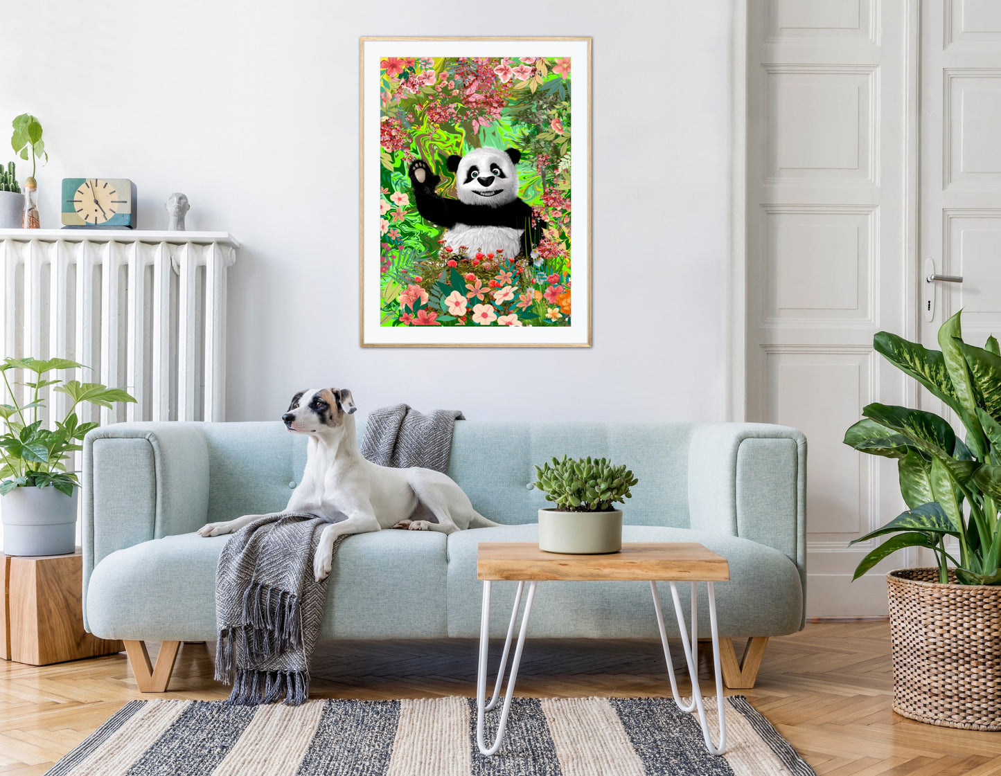 Weaving panda bear poster Art print
