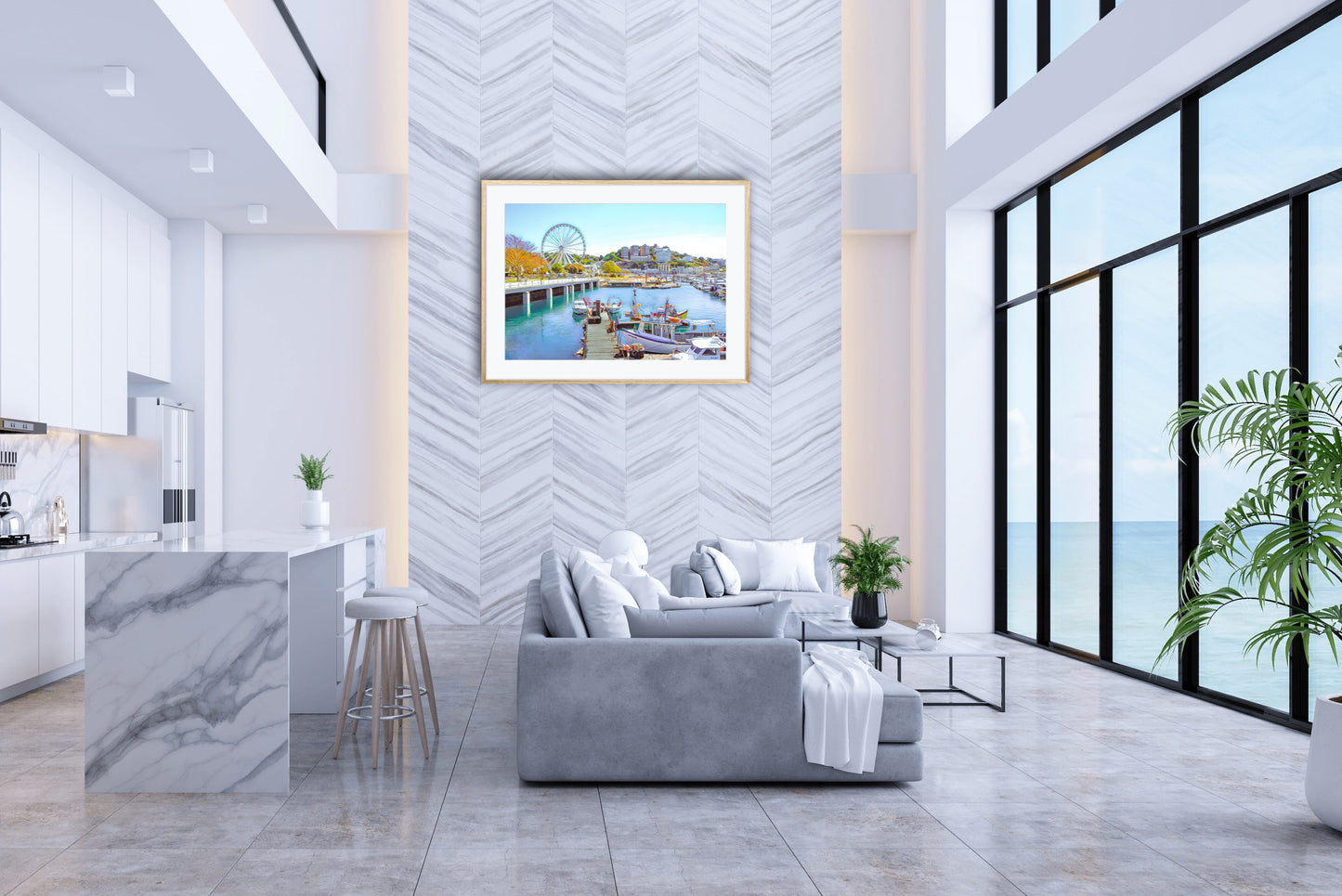 Torquay Marina Art Print by John Brython - Serene Coastal Landscape of Torbay Devon, England