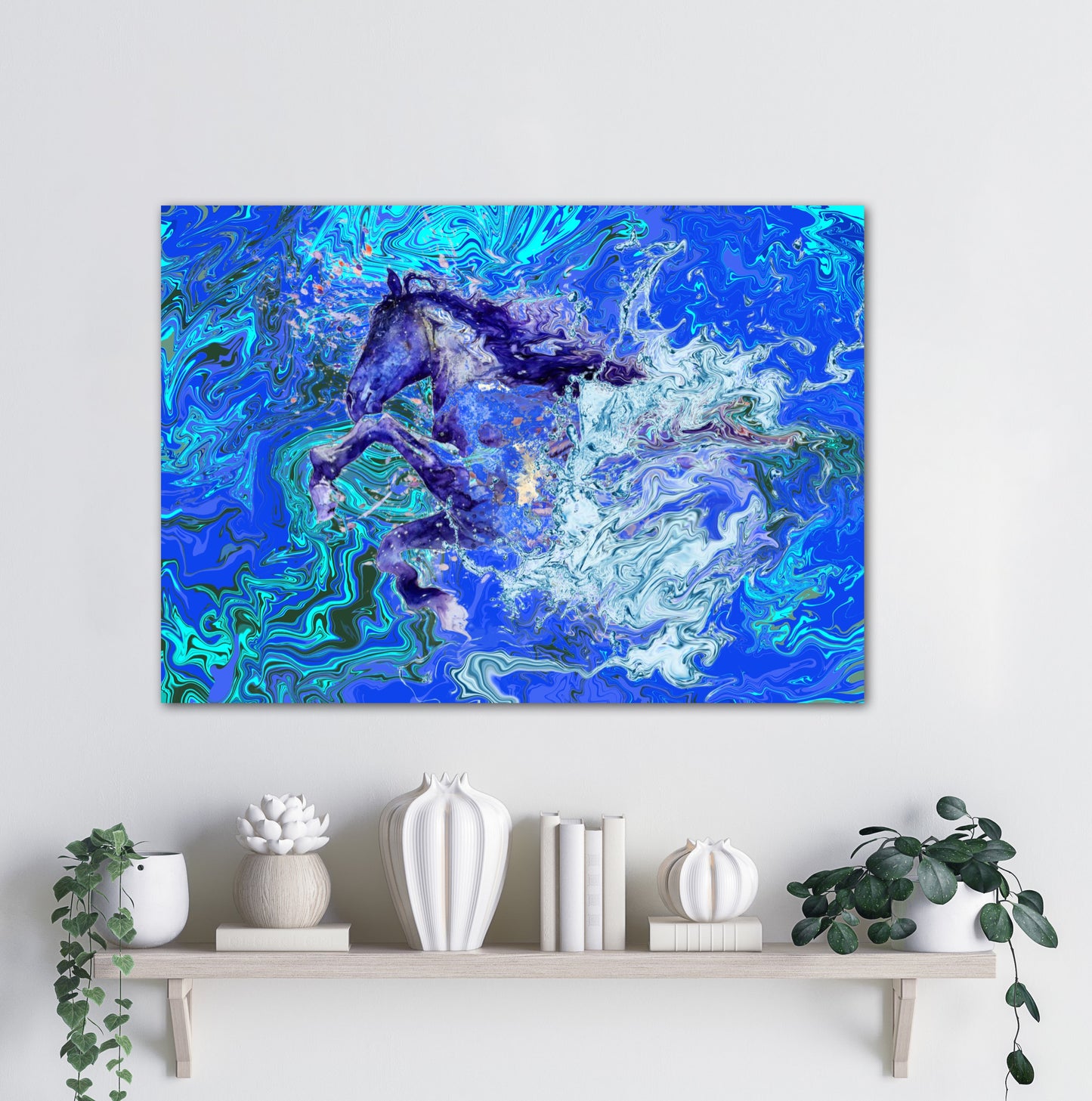 Horse Abstract Canvas Print Blue By John Brython