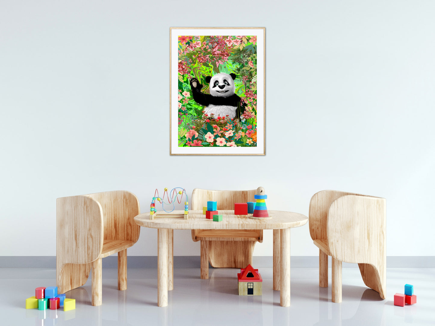 Weaving panda bear poster Art print