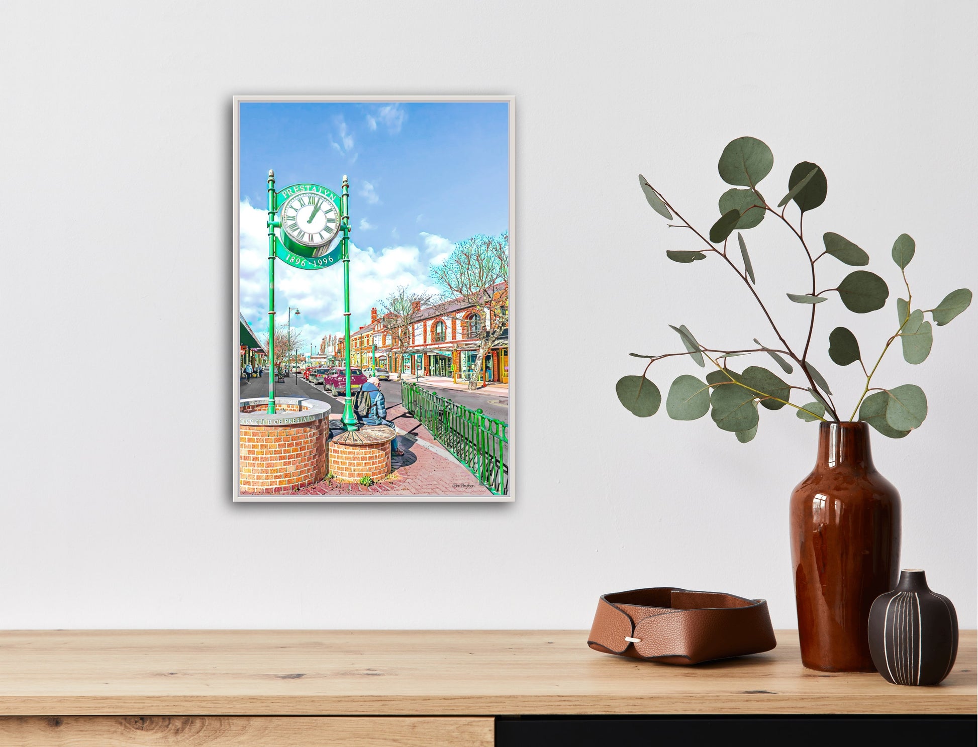 Prestatyn town clock print poster by John Brython