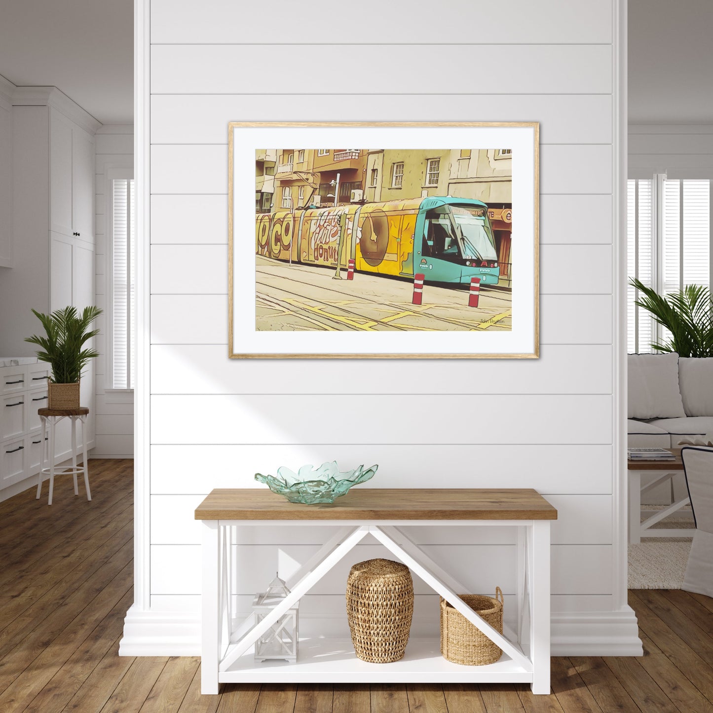 Yellow Tram With Graffiti Artwork by John Brython