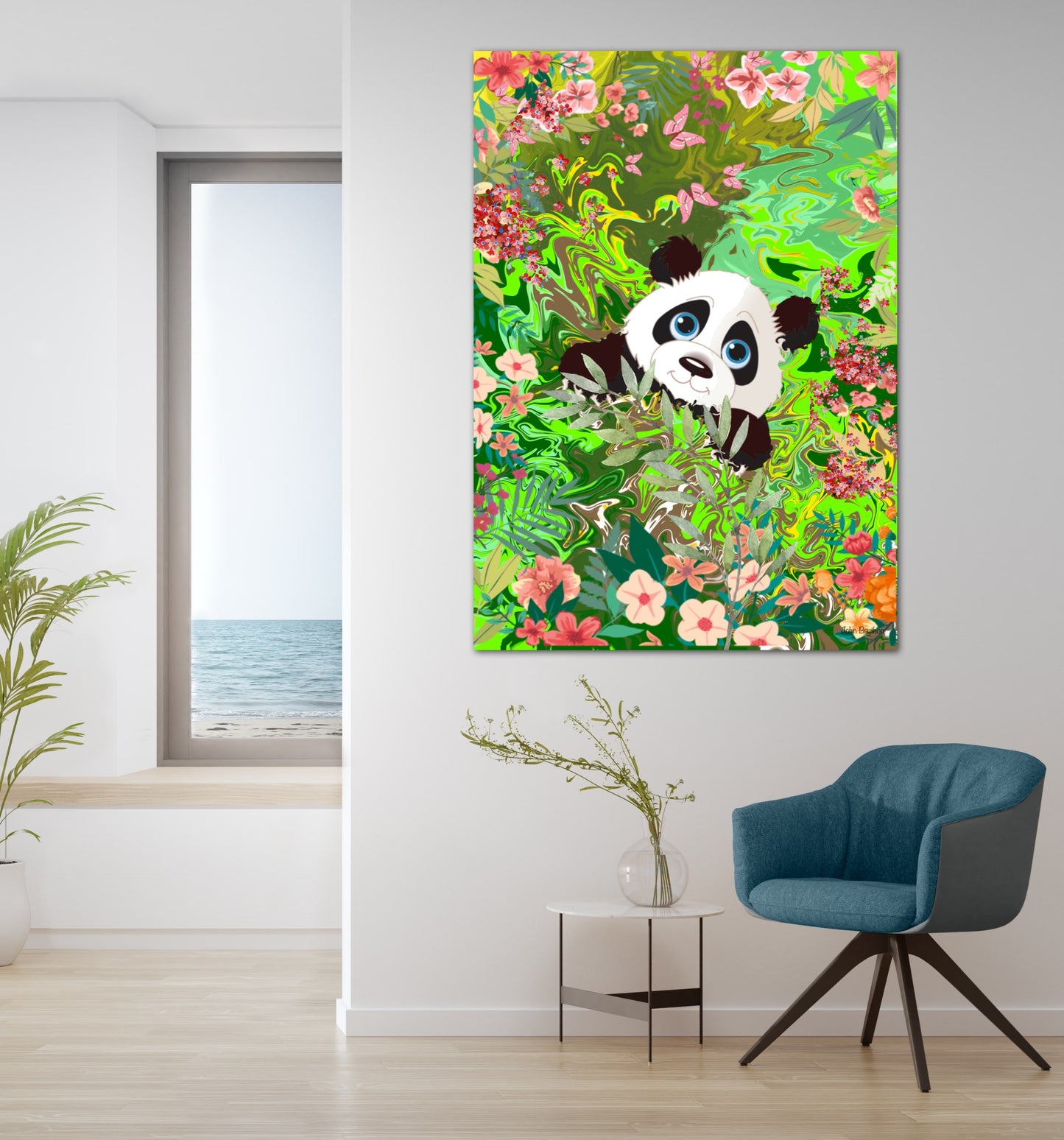 Panda Bear Art Painting Print on Canvas