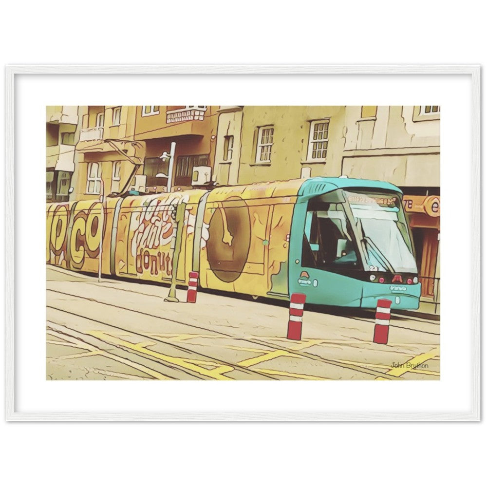 Yellow Tram Framed Print by John Brython