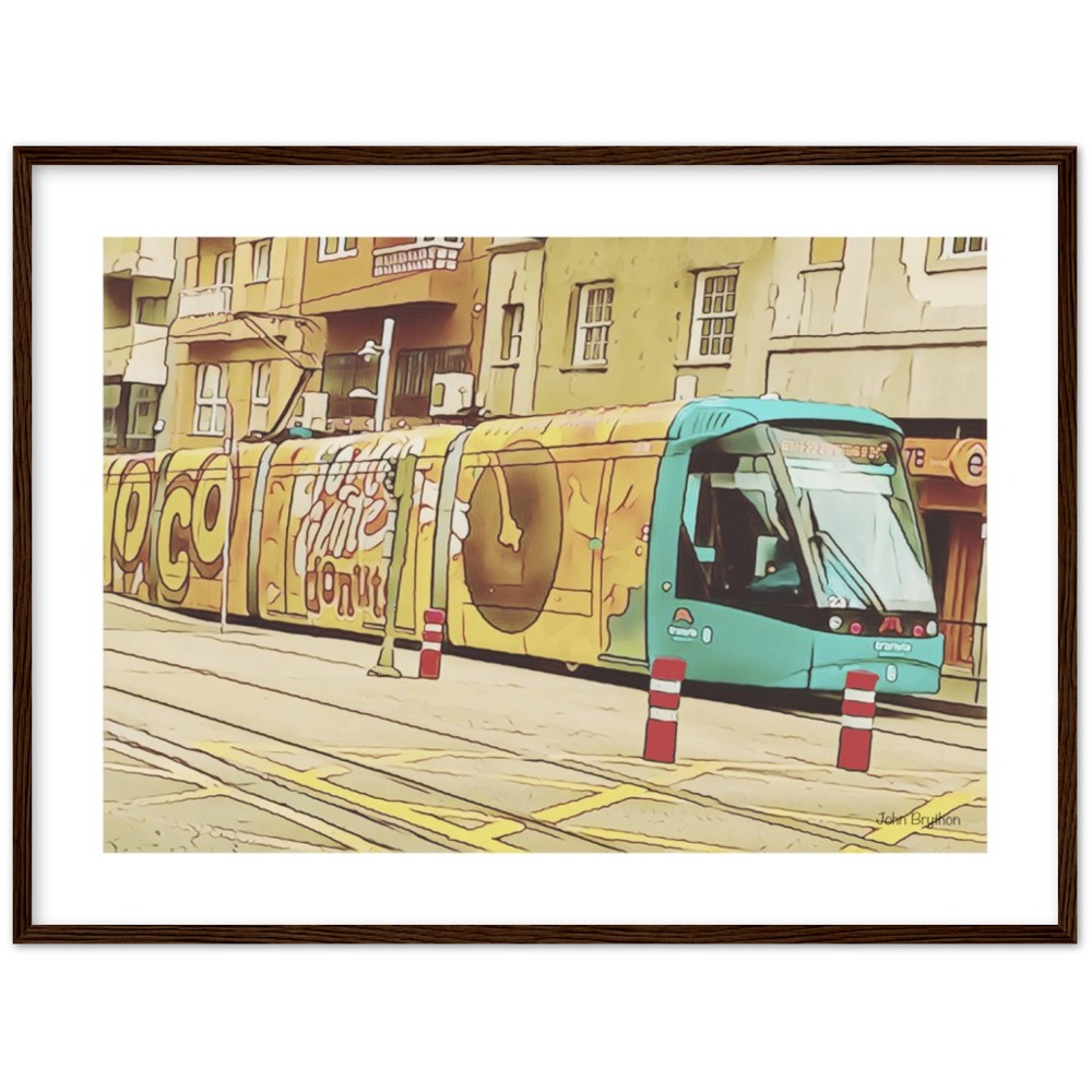 Yellow Tram Framed Print by John Brython