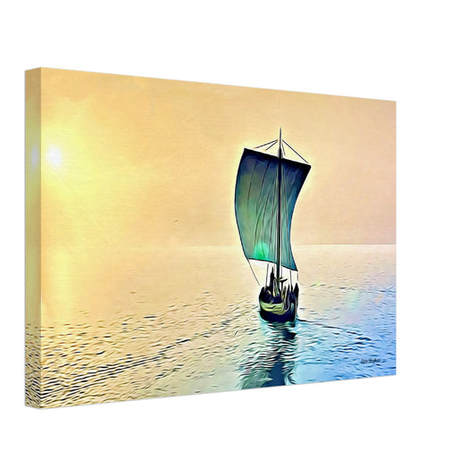 Viking Ship Print Canvas by John Brython