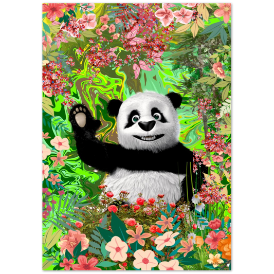 Weaving panda bear poster Art print