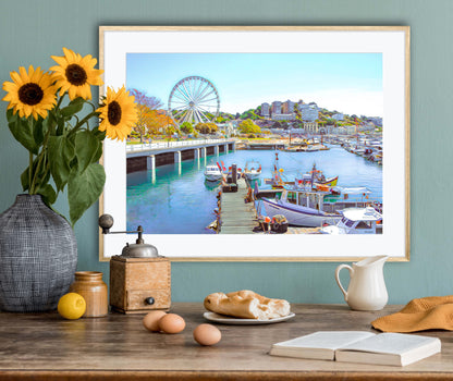 Torquay Marina Art Print by John Brython - Serene Coastal Landscape of Torbay Devon, England