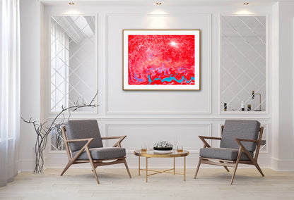 Red Abstract Planet Mars Framed Print