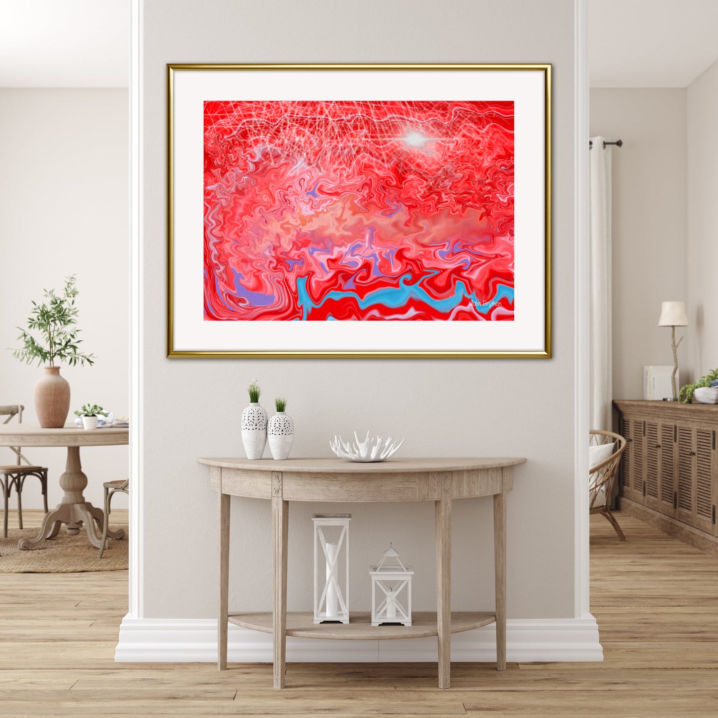 Red Abstract Art Painting Print John Brython