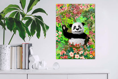 Weaving panda bear poster Art print