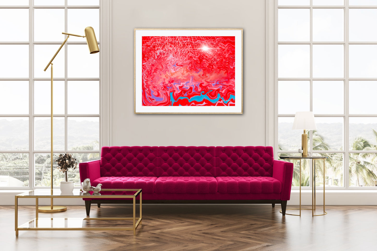 Red Abstract Planet Mars Framed Print
