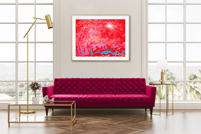 Red Abstract Planet Mars Framed Print