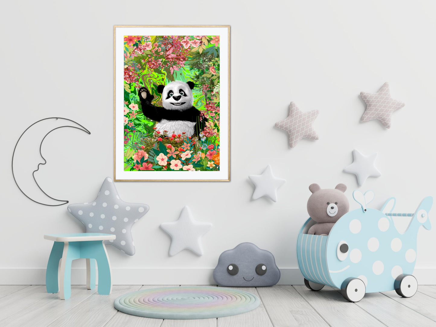 Weaving panda bear poster Art print