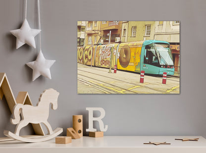 Yellow Tram With Graffiti Artwork by John Brython