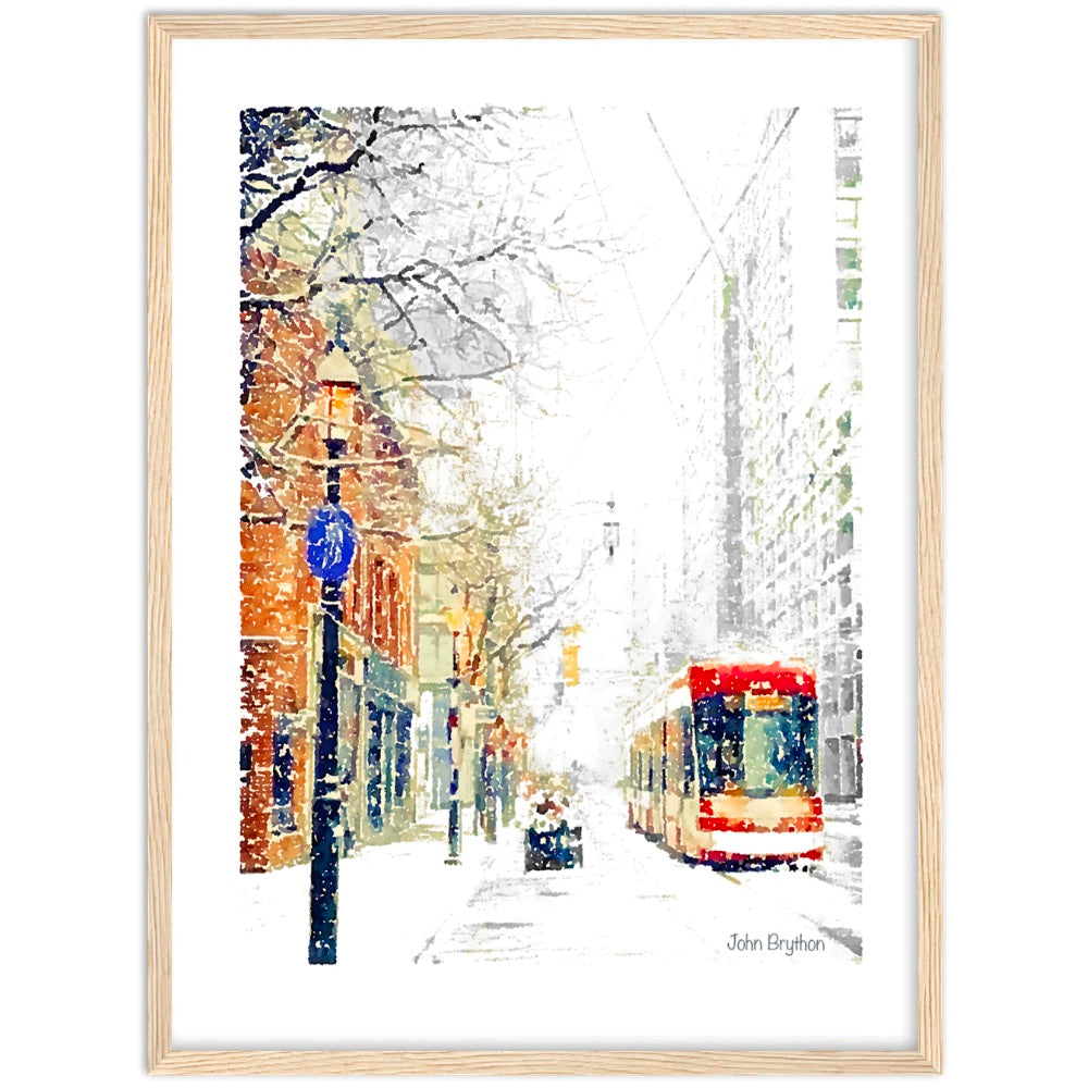 Toronto Street Car in Snow Framed Print