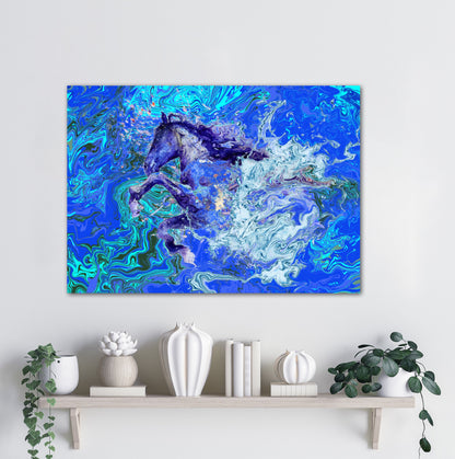 Horse Abstract Canvas Print Blue By John Brython