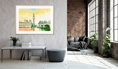 London River Thames Westminster Bridge print