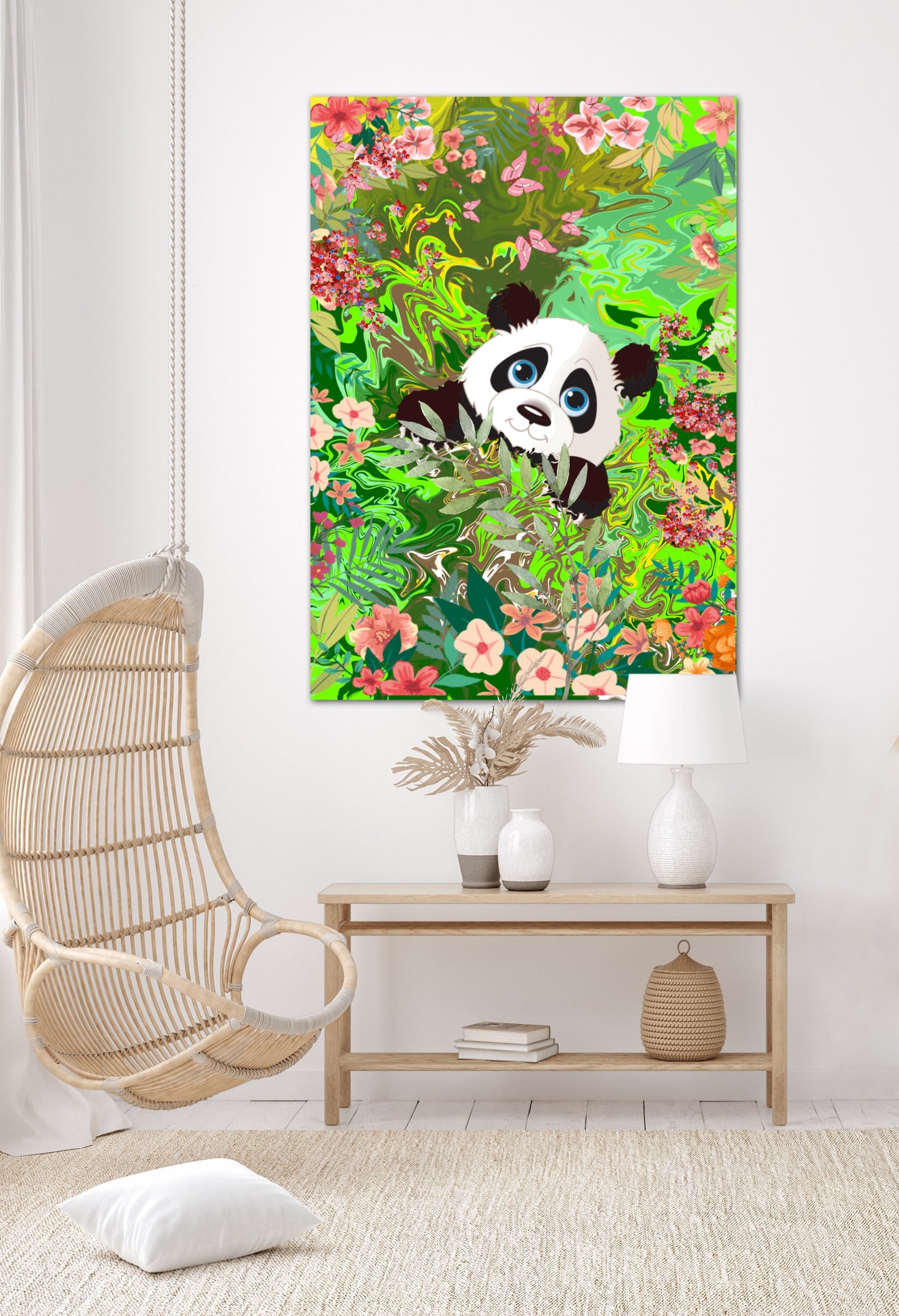 Panda Bear Art Painting Print on Canvas