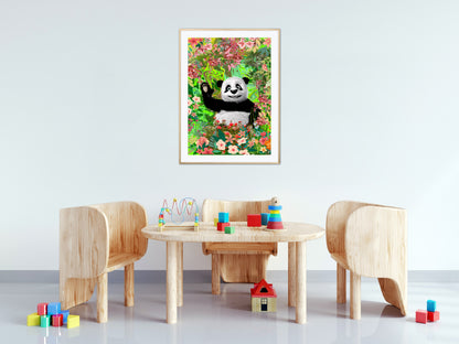 Weaving panda bear poster Art print
