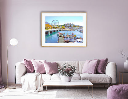 Torquay Marina Art Print by John Brython - Serene Coastal Landscape of Torbay Devon, England