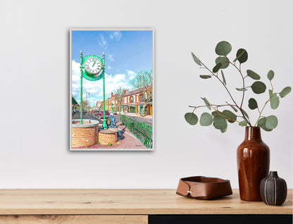 Prestatyn town clock print poster by John Brython 