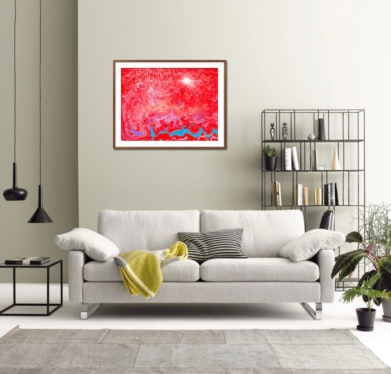 Red Abstract Planet Mars Framed Print