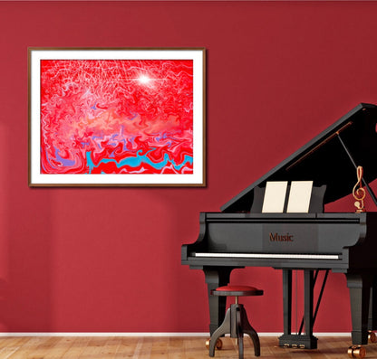 Red Abstract Planet Mars Framed Print
