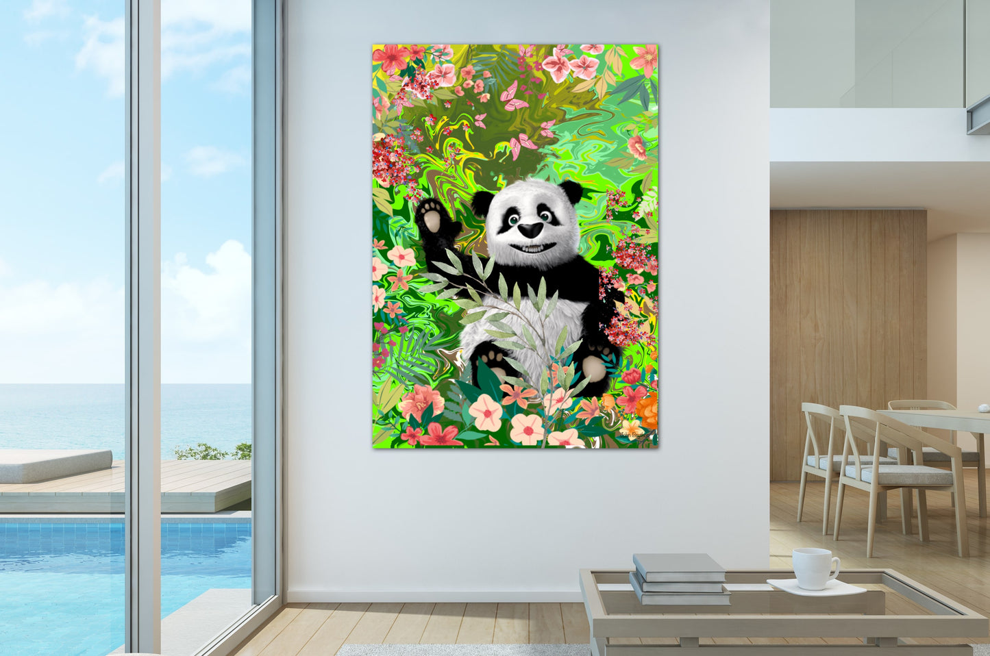 Panda Painting Printed onto Canvas