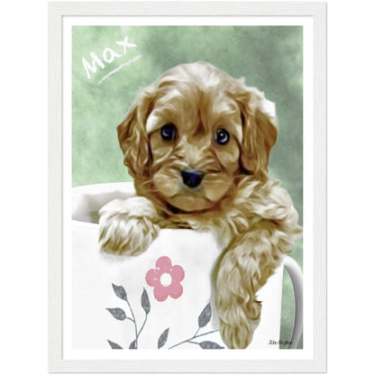Dog In Mug Portrait Framed Print by John Brython