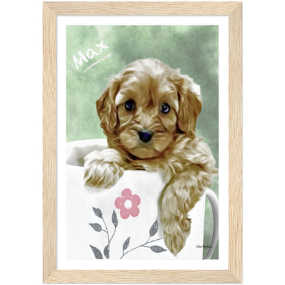 Dog In Mug Portrait Framed Print by John Brython