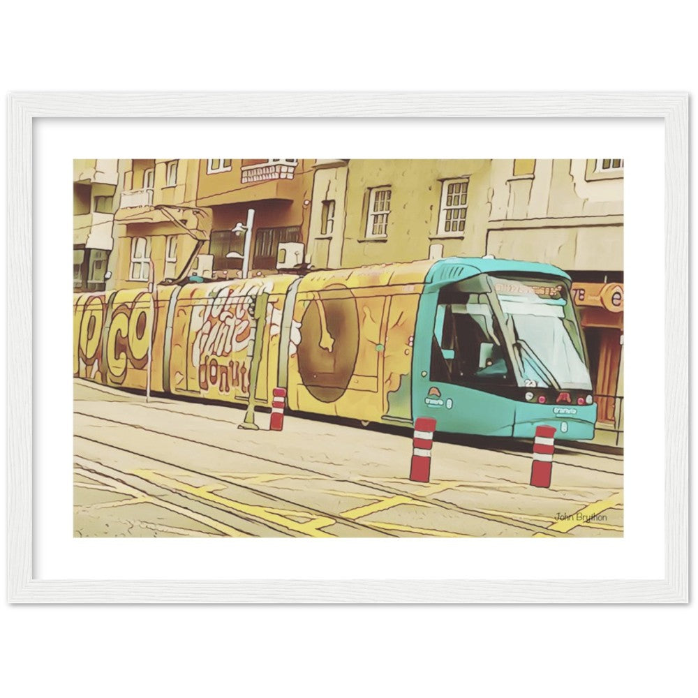 Yellow Tram Framed Print by John Brython