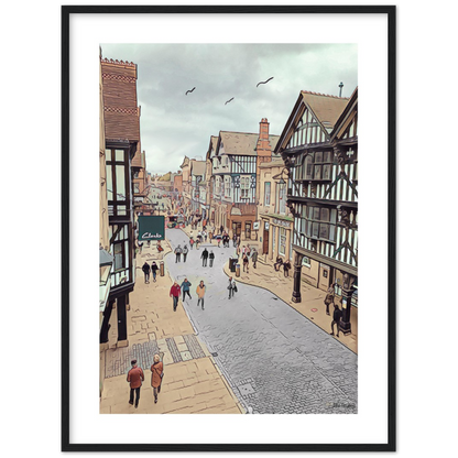 Chester City Centre Eastgate Street Framed Print