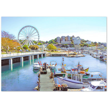 Torquay Marina Art Print by John Brython - Serene Coastal Landscape of Torbay Devon, England