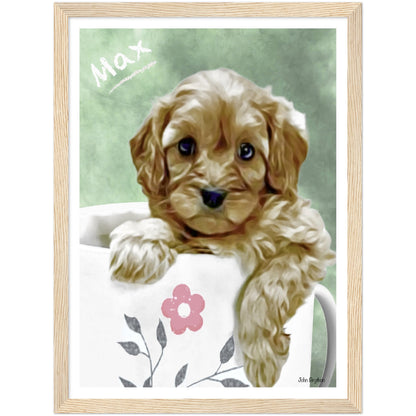 Dog In Mug Portrait Framed Print by John Brython