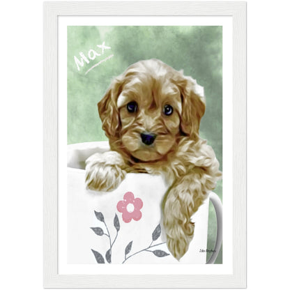 Dog In Mug Portrait Framed Print by John Brython