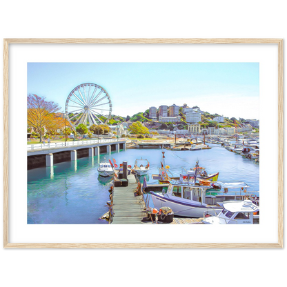 Torquay Marina Framed Print by John Brython - serene picturesque framed landscape of Torquay, Devon, England