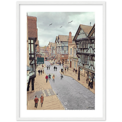 Chester City Centre Eastgate Street Framed Print