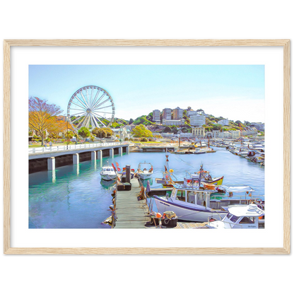 Torquay Marina Framed Print by John Brython - serene picturesque framed landscape of Torquay, Devon, England
