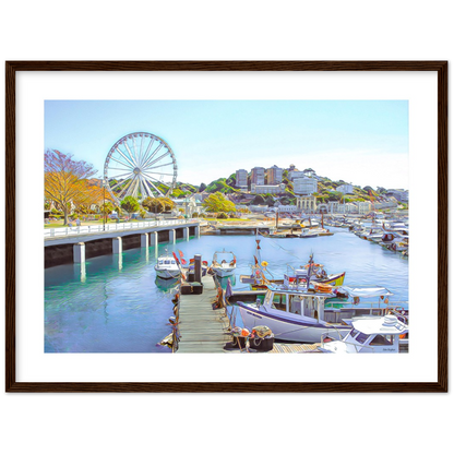 Torquay Marina Framed Print by John Brython - serene picturesque framed landscape of Torquay, Devon, England