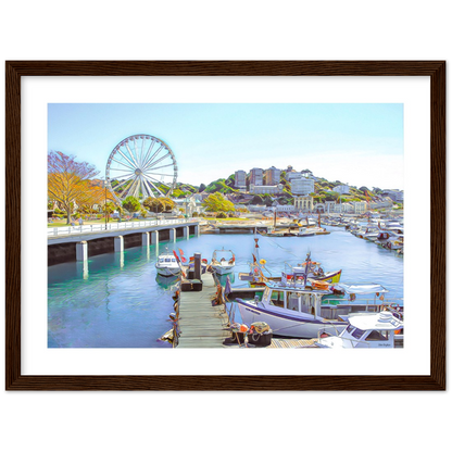 Torquay Marina Framed Print by John Brython - serene picturesque framed landscape of Torquay, Devon, England