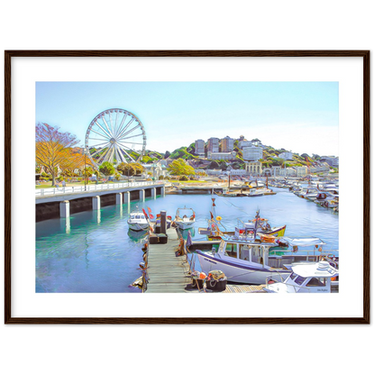 Torquay Marina Framed Print by John Brython - serene picturesque framed landscape of Torquay, Devon, England