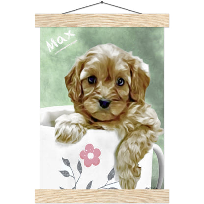 Puppy In A Mug Poster With Hangers by John Brython