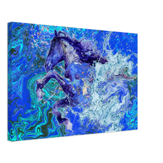 Horse Abstract Canvas Print Blue By John Brython