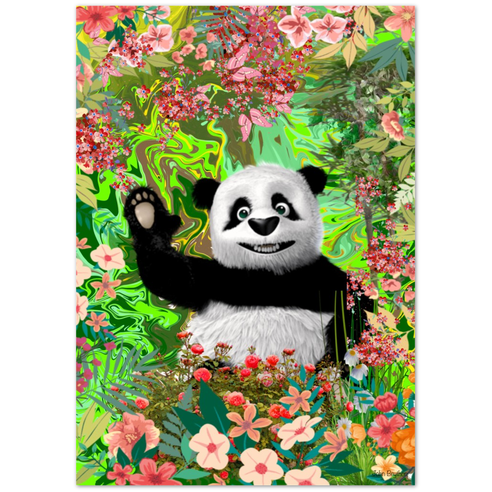 Weaving panda bear poster Art print