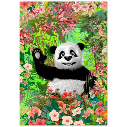Weaving panda bear poster Art print